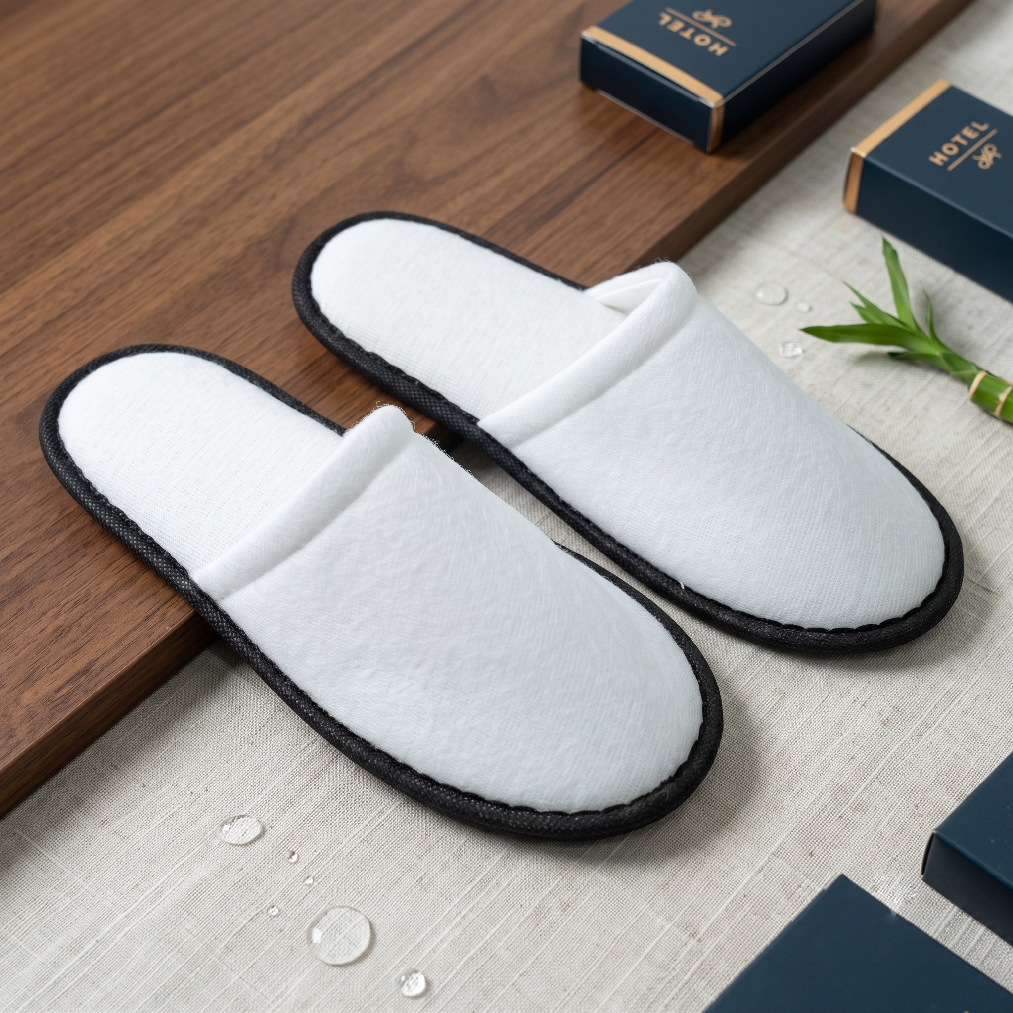 Custom Luxury Hotel Slippers Bulk Wholesale Closed Toe Thick Sole Anti Slip Slippers