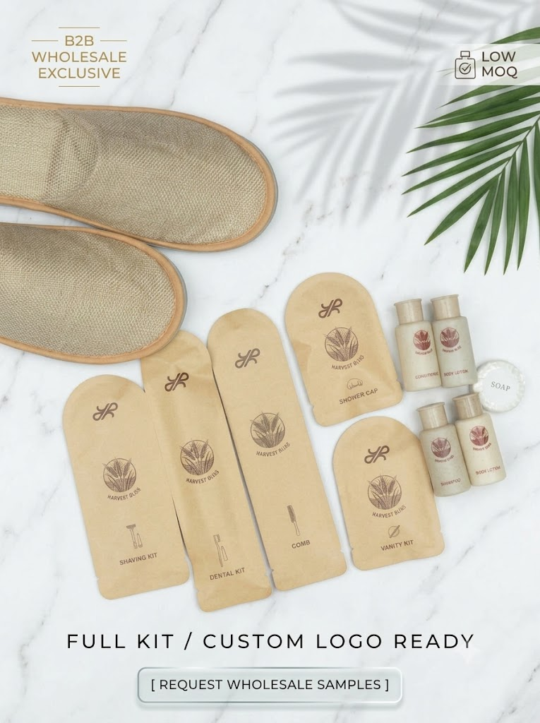 Wholesale Sustainable Kraft Paper Hotel Guest Amenities Supply – Custom Branded Biodegradable Toiletries Bulk Set